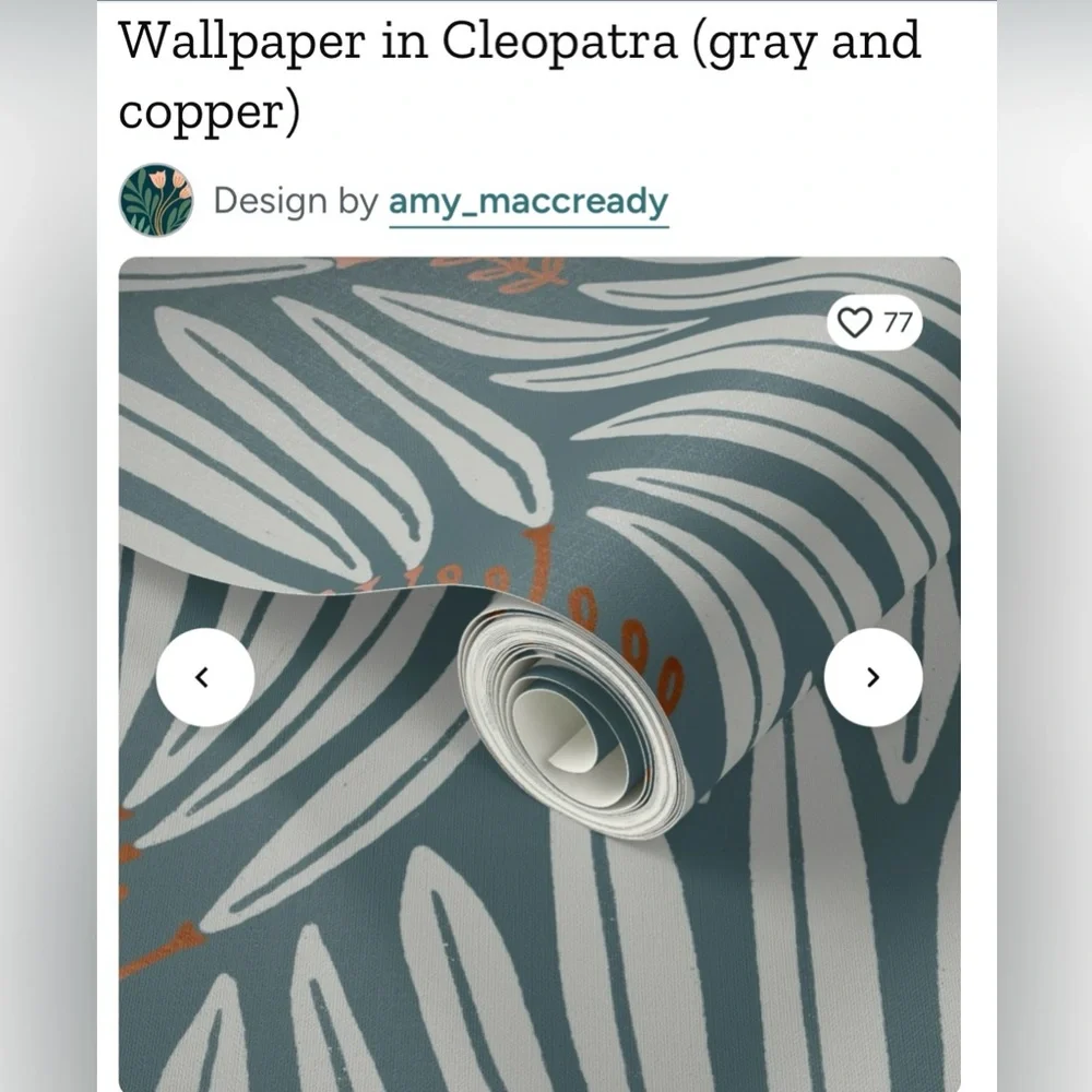 Spoonflower Wallpaper in Cleopatra (gray and copper)